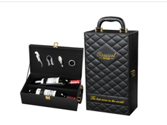 Hộp rượu vang đôi họa tiết kim cương có dụng cụ mở rượu , Hộp quà Tết, Quà tặng doanh nghiệp, Quà tặng sự kiện