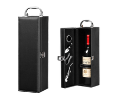 Hộp rượu vang đơn da trơn có dụng cụ mở rượu , Hộp quà Tết, Quà tặng doanh nghiệp, Quà tặng sự kiện