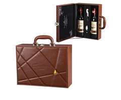 Hộp rượu vang đôi họa tiết kẻ chéo HR60 có dụng cụ mở rượu , Hộp quà Tết, Quà tặng doanh nghiệp, Quà tặng sự kiện