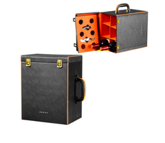 Hộp rượu vang nắp đứng viền cam 6 ngăn có dụng cụ mở rượu , Hộp quà Tết, Quà tặng doanh nghiệp, Quà tặng sự kiện