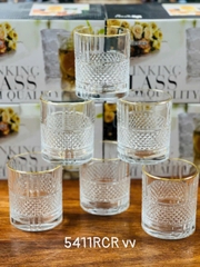 Mã 4- Bộ 6 ly thủy tinh chịu nhiệt cao cấp dùng uống nước hoặc rượu tây kẻ sọc