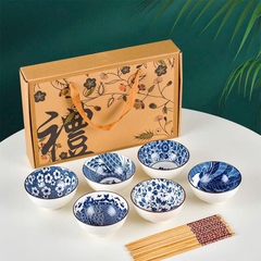 Bộ Bát Ăn Cơm Hoạ Tiết Hoa Văn Phong Cách Cổ Điển Tráng Men Cao Cấp