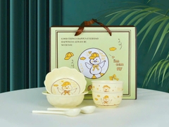 Bộ Bát Ăn Cơm Hoạ Tiết Hình Vịt Con Vàng