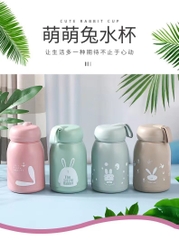 Bình đựng nước giữ nhiệt lõi thuỷ tinh cách nhiệt hai lớp 330ml cầm tay dễ thương