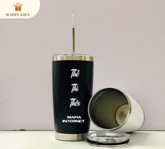 Cốc  giữ nhiệt nắp trong suốt 600ml, Cốc giữ nhiệt in khắc tên logo thương hiệu