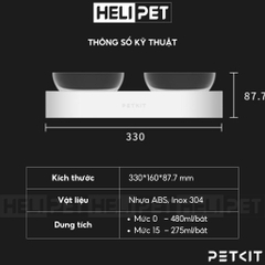 Bát ăn đôi inox chống gù cho chó mèo PETKIT