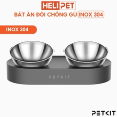 Bát ăn đôi inox chống gù cho chó mèo PETKIT