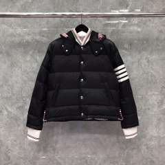 Thom Browne Men's Blue 4-bar Downfilled Snap Front Bomber Jacket