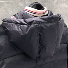 Thom Browne Men's Blue 4-bar Downfilled Snap Front Bomber Jacket
