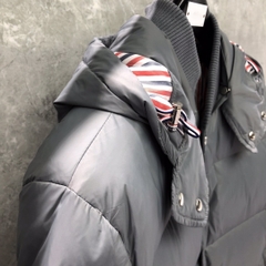 Thom Browne Men's Blue 4-bar Downfilled Snap Front Bomber Jacket