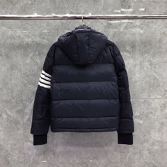 Thom Browne Men's Blue 4-bar Downfilled Snap Front Bomber Jacket