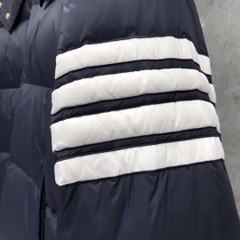 Thom Browne Men's Blue 4-bar Downfilled Snap Front Bomber Jacket
