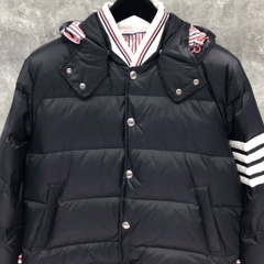 Thom Browne Men's Blue 4-bar Downfilled Snap Front Bomber Jacket