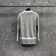 Thom Browne Donegal Mohair Contrast Framing 4-Bar Oversized Pullover