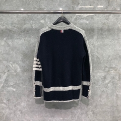 Thom Browne Donegal Mohair Contrast Framing 4-Bar Oversized Pullover