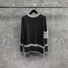 Thom Browne Donegal Mohair Contrast Framing 4-Bar Oversized Pullover