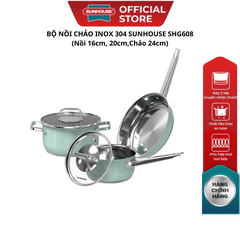 Bộ nồi chảo Inox 304 Sunhouse SHG608