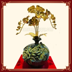 Lan vàng Phú Quý bình hút lộc hoa văn nổi HLDN03