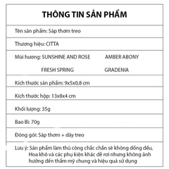 CITTA Sáp Thơm Phòng FALLEN FLOWERS Treo Tủ Quần Áo, Phòng Ngủ, Khử Mùi Ẩm Mốc