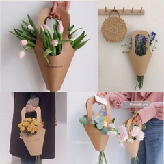 Set 5 cái túi giấy kraft cắm hoa, túi giấy đựng hoa, gói hoa, cây cảnh, quà tặng