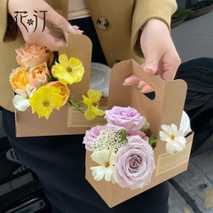 Set 10 cái túi kraft 2 ngăn đựng hoa, nước uống, gói hoa làm quà tặng