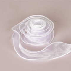 Nguyên cuộn ruy băng voan trơn viền sóng 2 biên gói hoa, gói quà rộng 4cm, dài 9m