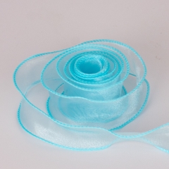 Nguyên cuộn ruy băng voan trơn viền sóng 2 biên gói hoa, gói quà rộng 4cm, dài 9m