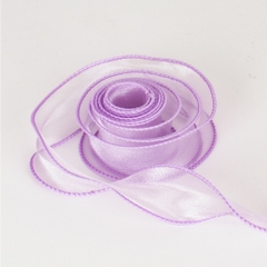 Nguyên cuộn ruy băng voan trơn viền sóng 2 biên gói hoa, gói quà rộng 4cm, dài 9m