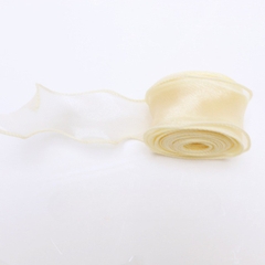 Nguyên cuộn ruy băng voan trơn viền sóng 2 biên gói hoa, gói quà rộng 4cm, dài 9m