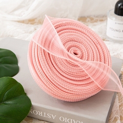 Nguyên cuộn ruy băng voan trơn viền sóng 2 biên gói hoa, gói quà rộng 4cm, dài 9m