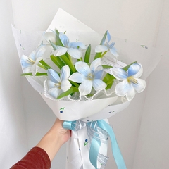Xấp 20 tờ giấy gói hoa họa tiết hoa tulip chống thấm nước, giấy dày đứng form