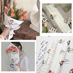 Xấp 10 tờ giấy gói hoa, giấy gói quà hình hoa tulip, giấy dày cứng