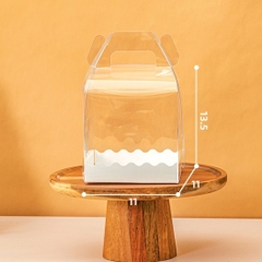 Set 5 hộp mica đế trắng ren đựng bánh kem, hộp đựng hoa, trái cây, quà tặng