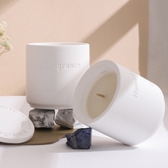 Hũ nến thơm tông trắng làm quà tặng, đồ decor 80g, cốc gốm