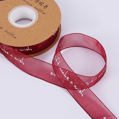 Cuộn 20 mét ruy băng lụa xước in chữ bản rộng 2.5cm