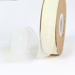 Cuộn 20 mét ruy băng lụa xước in chữ bản rộng 2.5cm