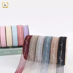 Cuộn 20 mét ruy băng lụa xước in chữ bản rộng 2.5cm