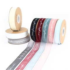 Cuộn 20 mét ruy băng lụa xước in chữ bản rộng 2.5cm