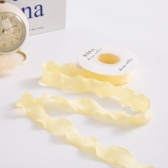 Nguyên cuộn dây ruy băng vải xốp nhún gói hoa, quà, buộc tóc, trang trí tiệc tùng bánh kem màu pastel bản 2.5c