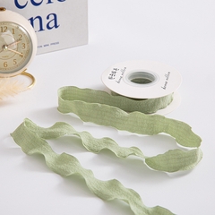 Nguyên cuộn dây ruy băng vải xốp nhún gói hoa, quà, buộc tóc, trang trí tiệc tùng bánh kem màu pastel bản 2.5c