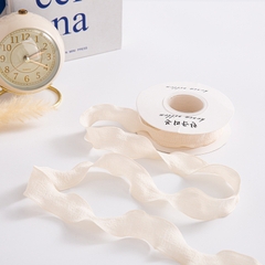 Nguyên cuộn dây ruy băng vải xốp nhún gói hoa, quà, buộc tóc, trang trí tiệc tùng bánh kem màu pastel bản 2.5c