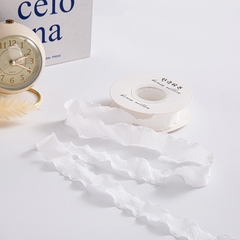 Nguyên cuộn dây ruy băng vải xốp nhún gói hoa, quà, buộc tóc, trang trí tiệc tùng bánh kem màu pastel bản 2.5c