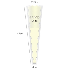 Xấp 20 túi kiếng đựng cành hoa nhiều màu viền sóng in chữ Love You