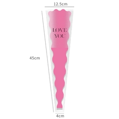 Xấp 20 túi kiếng đựng cành hoa nhiều màu viền sóng in chữ Love You