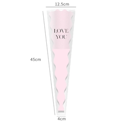 Xấp 20 túi kiếng đựng cành hoa nhiều màu viền sóng in chữ Love You