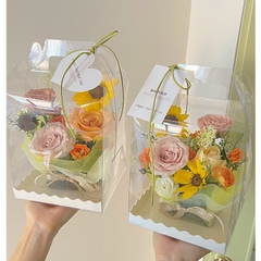 Hộp mica đế trắng ren đựng bánh kem, hộp đựng hoa, trái cây, quà tặng