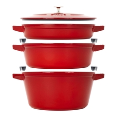 Bộ nồi gang STAUB tròn màu đỏ cherry - 4 món