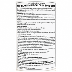 Bio Island Milk Calcium Bone Care – Canxi Hữu Cơ, Vitamin D3 & K2 (Lọ 150 viên)