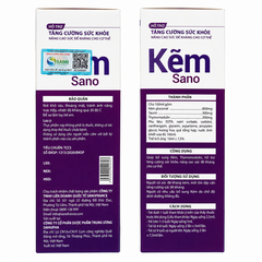 Kẽm Sano – Siro bổ sung Kẽm Taurin Thymomodulin tăng đề kháng (Hộp 20 ống x 10ml)