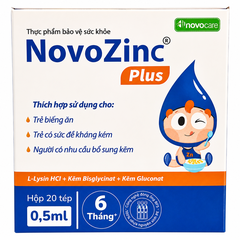 Kẽm hữu cơ NovoZinc Plus 20 tép x 0.5ml – Bổ sung kẽm và L-Lysine, kích thích thèm ăn trẻ